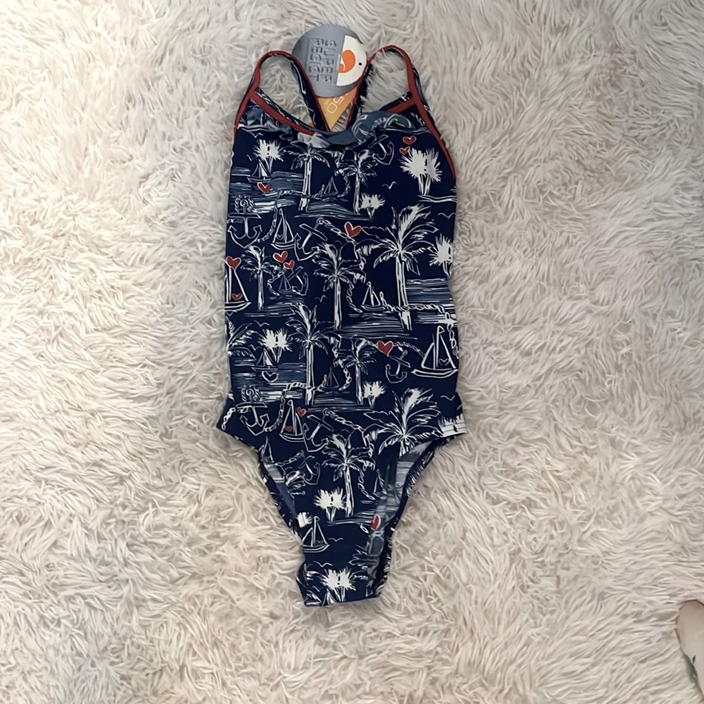 Girls, bathing suit one piece with cross in the back